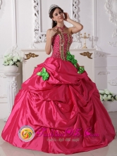 Custom Made Ruffled Hot Pink Hand Made Flowers Quinceanera Dresses With Beading For 2013 Summer IN Rosario Uruguay Style QDZY661FOR