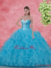 Elegant Ball Gown Beaded Quinceanera Dresses in Aqua Blue SJQDDT106002FOR