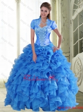 Exclusive Appliques and Ruffles Sweetheart Quinceanera Dresses for 2015 QDDTA48002FOR