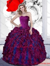 Exquisite Beading and Ruffles Sweetheart 2015 Quinceanera Dresses in Multi Color QDDTD17002-1FOR
