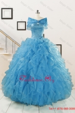 Hot Sell Blue Quinceanera Dresses With Beading and Ruffles FNAOA19AFOR