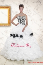 Hot White Sweet 15 Dresses with Pick Ups and Hand Made Flowers XFNAO806FOR