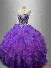 New Style Purple Sweet 16 Gowns with Beading and Ruffles SWQD029-6FOR