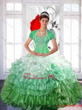 Romantic 2015 Ball Gown Quinceanera Dress with Ruffled Layers and Beading SJQDDT50002FOR