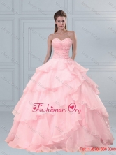 Spring Popular Pink Sweetheart Beaded Quinceanera Dresses with Ruffled Layers MLXN911415FXFOR