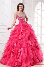 Spring Sweetheart Beading and Ruffles Long Hot Pink Quinceanera Dress FFQD016FOR