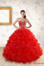 Sweetheart Beading Perfect Red Quinceanera Dresses for 2015 XFNAO092FOR