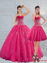Sweetheart Hot Pink Quinceanera Dress with Appliques and Beading QDZY209TZFOR