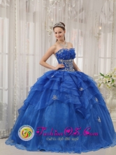 Sweetheart Organza For 2013 Luxurious Royal Blue Quinceanera Dress With Beading IN Parque del Plata Uruguay Style QDZY327FOR