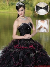The Most Popular Ruffles Layered and Beading Sweet 16 Dresses in Black ZY781DFOR