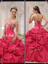 The Most Popular Sweetheart Appliques Quinceanera Gowns with in Coral Red QDZY655DFOR