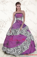 Unique Purple Quinceanera Dresses with Embroidery and Zebra XFNAO5794FOR