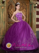 2013 Mexico City Mexico Wholesale Tempe Quinceanera Dress Beautiful Purple Appliques Sweetheart Tulle Ball Gown Style QDZY296FOR 