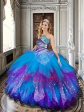 Baby Blue and Purple Quinceanera Dresses with Beading and Ruffles XFQD1023FOR