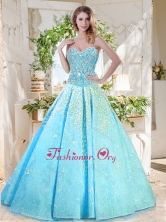 Beautiful A Line Aqua Blue Quinceanera Gown with Beading and AppliquesSJQDDT718002FOR