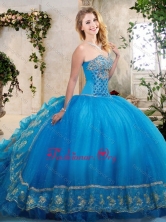 Big Puffy Teal Quinceanera Dresses with Beading and Appliques XFQD1055FOR