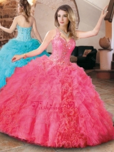 Elegant Beaded and Ruffled Quinceanera Dress with Detachable Straps XFQD1046FOR