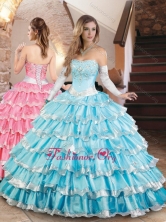 Elegant Organza Quinceanera Dress with Beading and Ruffled Layers XFQD1035FOR