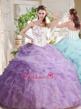 Fashionable Asymmetrical Visible Boning Beaded Sweet 16 Dress with Ruffles and BubblesSJQDDT696002FOR