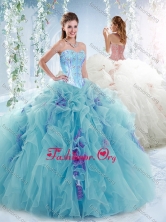 Luxurious Visible Boning Aquamarine Detachable Quinceanera Dresses with Beading SJQDDT531002FOR
