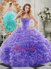 New Style Organza Lavender Sweet 16 Dress with Beading and Ruffles SJQDDT517002-1FOR
