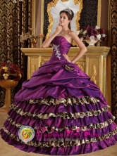 Pachuca Mexico Customize Wholesale Ruffles Layered and Purple For 2013 Modest Quinceanera Dress Style QDZY392FOR 