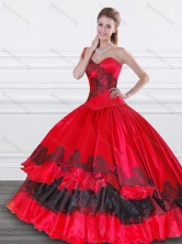 Recommended Applique Red and Black Quinceanera Dress in Organza and Taffeta XFQD992FOR