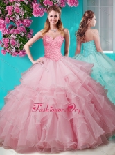 Recommended Baby Pink Really Puffy  Quinceanera Dress with Beading and Ruffles Layers SJQDDT640002FOR