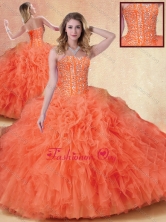Recommended Ball Gown Orange Red Sweet 16 Dresses with Ruffles SJQDDT405002FOR