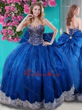 Recommended Ball Gown Sequins Bowknot and Beaded Royal Blue Quinceanera Dress with Sweetheart SJQDDT681002FOR