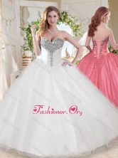 Recommended Ball Gown Sweetheart Beaded Organza Quinceanera Dress in White SJQDDT682002FOR