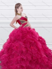 Recommended Beaded and Ruffled Red Quinceanera Dress in Tulle XFQD998FOR
