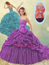 Recommended Big Puffy Brush Train Taffeta Quinceanera Dress in Purple SJQDDT500002FOR
