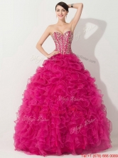 Recommended Boning Hot Pink Quinceanera Dresses with Beading and Ruffles THQD001FOR