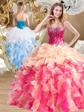 Recommended Multi Color Quinceanera Gowns with Beading and Ruffles SJQDDT487002-2FOR
