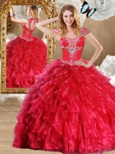 Recommended Red Quinceanera Gowns with Beading and Ruffles SJQDDT470002-3FOR
