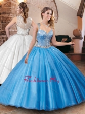 Recommended See Through Back Straps Quinceanera Dress with Beaded Bodice XFQD1051FOR