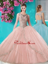 Recommended See Through Scoop Organza Quinceanera Dress with Beading SJQDDT674002FOR