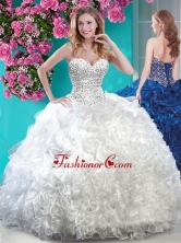 Recommended White Really Puffy Quinceanera Dress with Beading and Ruffles SJQDDT663002FOR