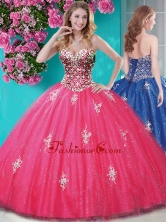 Romantic Beaded and Appliques Tulle Quinceanera Gown with Really Puffy SJQDDT664002FOR