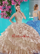 Ruffled Layers and Beaded Champagne Sweet 16 Dress in Organza and Taffeta SJQDDT673002FOR