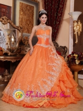 San Luis Potosi Mexico Wholesale Gorgeous Orange Red Quinceanera Dress Sweetheart Organza Beading Ball Gown For 2013 Summer Style QDZY308FOR 