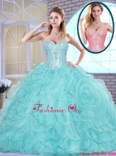 2015 Fall Latest Beading and Ruffles Quinceanera Dresses in Aqua Blue SJQDDT159002FOR