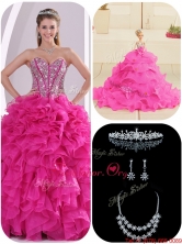 2016 New Arrival Ruffles and Beading Fuchsia Quinceanera Gowns LFY091906DFOR