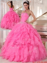 2016 Popular Hot Pink Ball Gown Strapless Quinceanera Dresses PDZY724AFOR