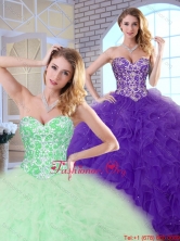 2016 Summer Perfect Sweetheart Quinceanera Gowns with Beading and Ruffles SJQDDT163002G-1FOR
