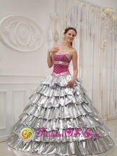 Berba Panama Beautiful strapless 2013 Popular Princess Quinceanera Dress with Brilliant silver  wholesale Style QDZY425FOR