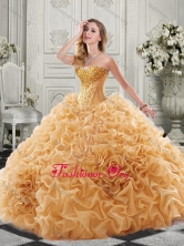 Best Really Puffy Chapel Train Quinceanera Gown with Ruffles and Colorful Beading SJQDDT514002FOR