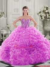 Cheap Visible Boning Beaded Bodice Fuchsia Quinceanera Gown with Ruffles QDDTA120002-1FOR