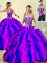 Classical Beading and Ruffles Multi Color Quinceanera Dresses SJQDDT186002-3FOR